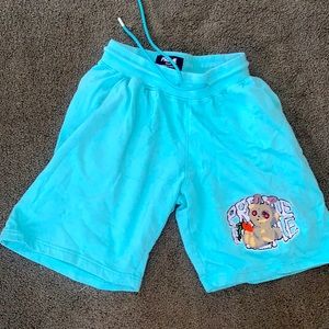 AQUA EMBROIDERED PREME SHORTS